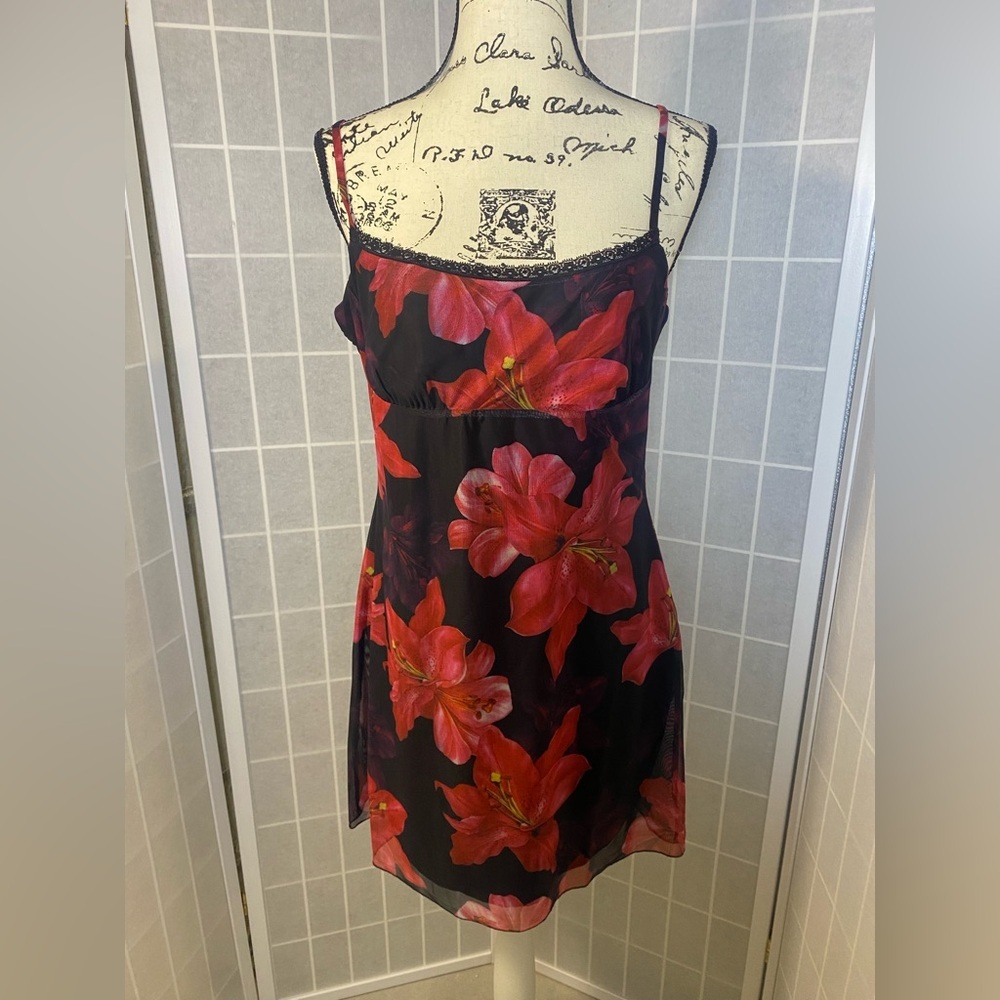 NWT PRINCESS POLLY Kellers Mini Dress Black / Floral - Picture 5 of 7